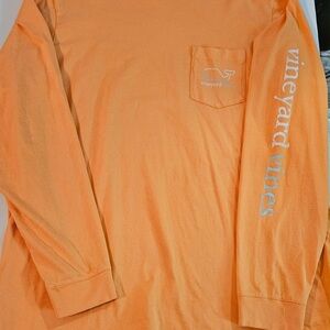 Vineyard Vines Men's Bright Orange Long Sleeve Tee